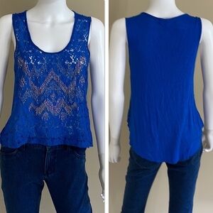 Living Doll Blue Embellished Front Tank. P/A1355/1